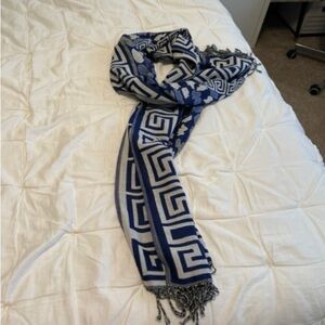 Pashmina Blue and Cream Striped Scarf